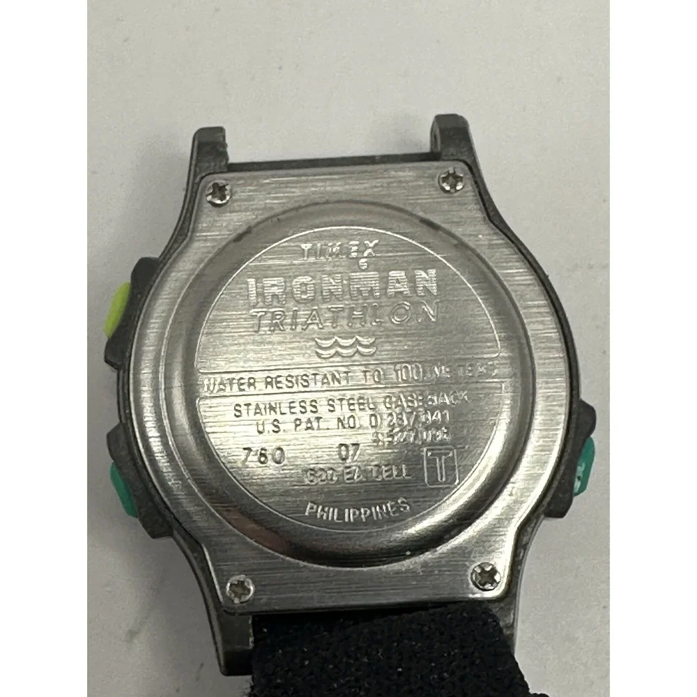 Timex 760 D7 Ladies Watch 1996 90's New Battery 8 Lap Purple Bezel 32MM 7.5